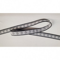 NOUVEAU ruban fantaisie losange blanc sur fond gris