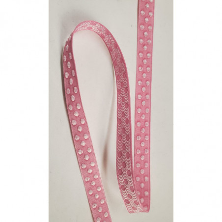 NOUVEAU ruban fantaisie à poids blanc sur fond rose NOUVEAU ruban fantaisie à poids blanc sur fond rose