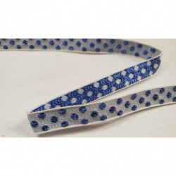 NOUVEAU ruban fantaisie bleu à pois sur fond bleu turquoise