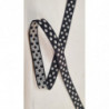 NOUVEAU ruban fantaisie noir à pois sur fond blanc 
