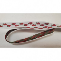 NOUVEAU ruban fantaisie fraise rouge sur fond blanc