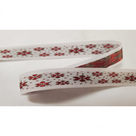 NOUVEAU ruban fantaisie double fleur tissé et brodé NOUVEAU ruban fantaisie double fleur tissé et brodé