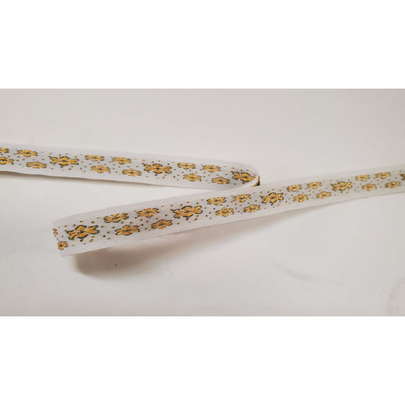 NOUVEAU ruban fantaisie double fleur tissé et brodé