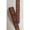 NOUVEAU ruban fantaisie à fleurs orange sur fond marron