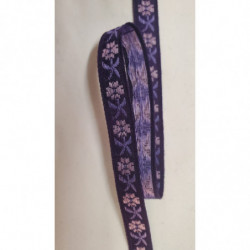 NOUVEAU ruban fantaisie à fleurs violet sur fond parme  