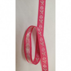 NOUVEAU ruban fantaisie à fleurs multicolore sur fond rose  