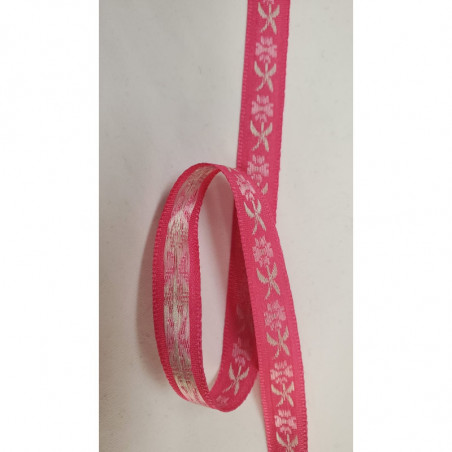 NOUVEAU ruban fantaisie à fleurs multicolore sur fond rose NOUVEAU ruban fantaisie à fleurs multicolore sur fond rose
