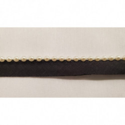 NOUVEAU ruban passepoil perlé monté sur base coton noir perle ronde blanche