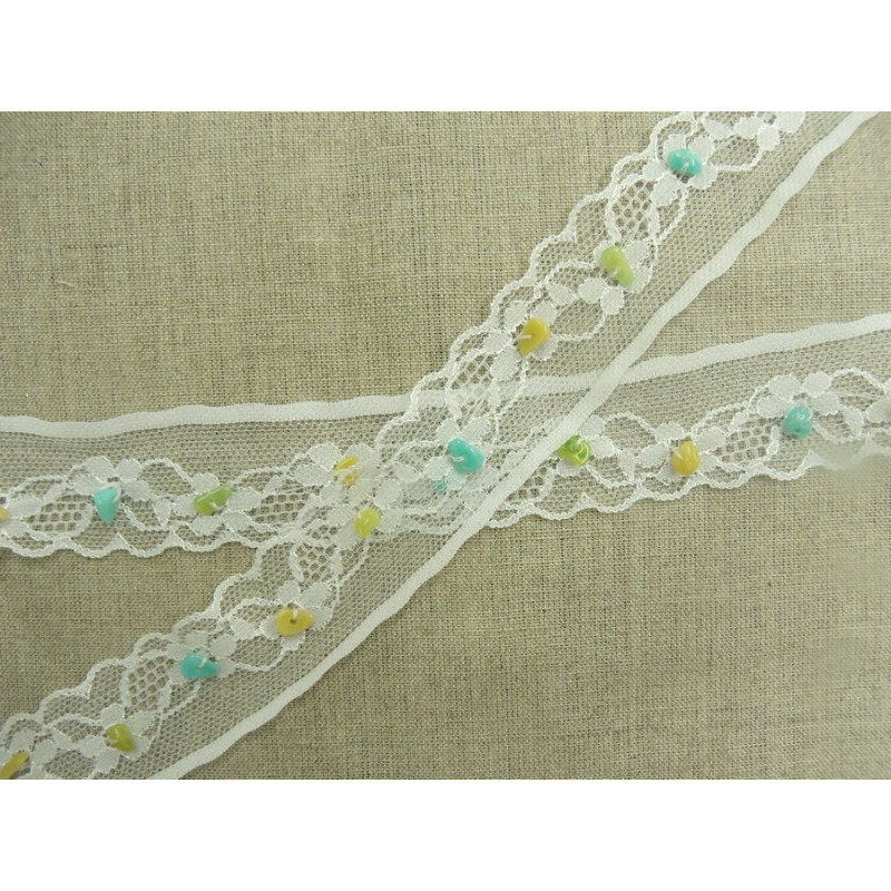 dentelle perlé - 3cm- turquoise 