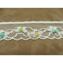 dentelle perlé - 3cm- turquoise 