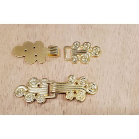 Bouton brandebourg métal doré – 6 cm x 2 cm – mercerie couture