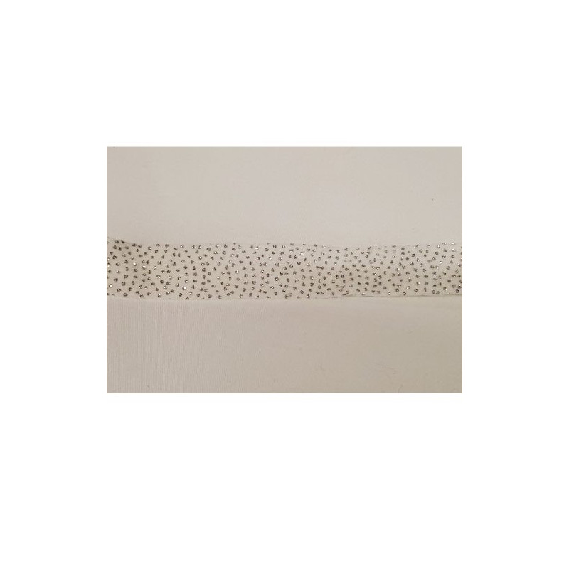 ruban fantaisie incrusté paillette argent 20 mm