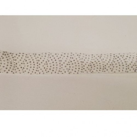 ruban fantaisie incrusté paillette argent 20 mm