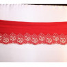 dentelle rouge jersey ,12 cm,surbrodé blanc