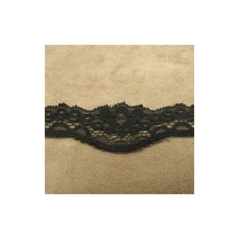 dentelle de calais STRETCH surbrodé noir 3 cm