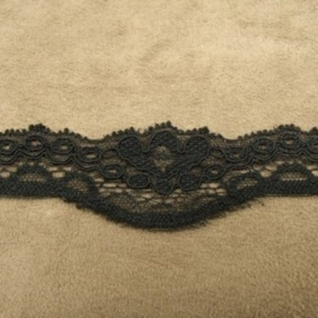 dentelle de calais STRETCH surbrodé noir 3 cm