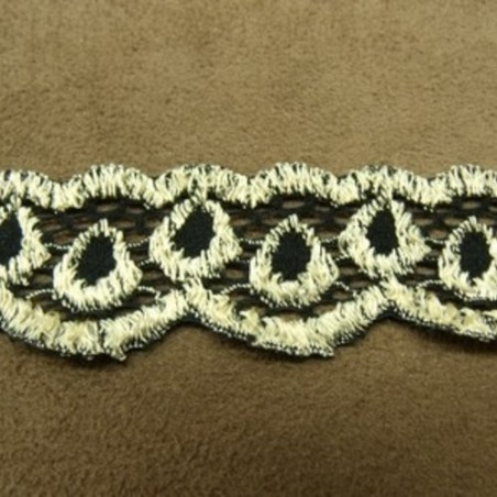 DENTELLE de calais stretch beige et noir 2,5 cm