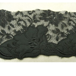 Dentelle de calais brodée noire 7 cm