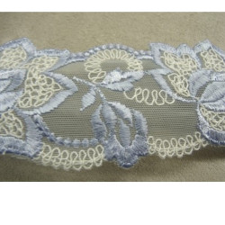 DENTELLE DE CALAIS STRETCH bleu ciel et blanche 5 cm