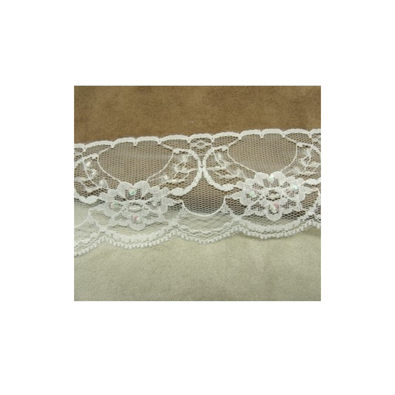 DENTELLE PERLE/ paillette blanche 5.5 cm