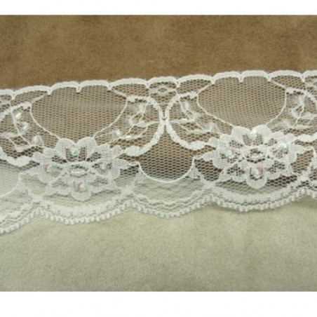 DENTELLE PERLE/ paillette blanche 5.5 cm