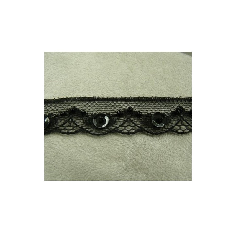 DENTELLE PERLE/ paillette noire 1.5 cm