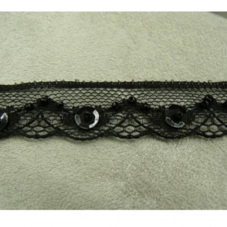 DENTELLE PERLE/ paillette noire 1.5 cm