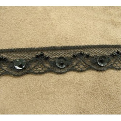 DENTELLE PERLE/ paillette noire 1.5 cm
