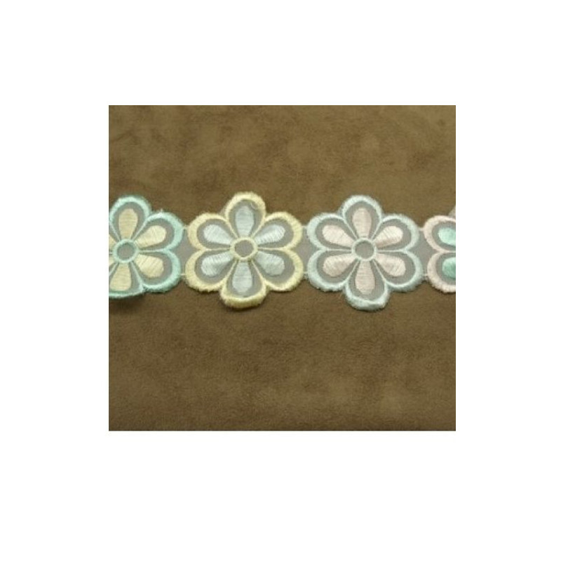 dentelle de calais surbrodée lila 7 cm