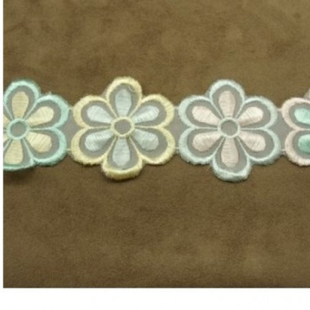 dentelle de calais surbrodée lila 7 cm