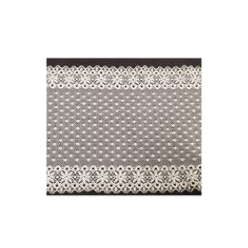 Dentelle de calais blanche stretch plumetis centrale et bordure dentelé 18 cm