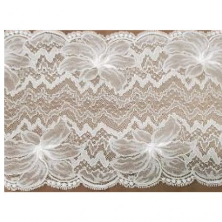 dentelle de calais naturel shabby chic pink lurex surbrodée finement or 16.5 cm