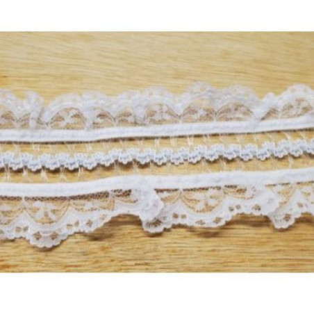 Dentelle plissé élastique blanche 7 cm