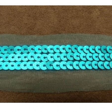 Galon Pailleté Scintillante Acrylique Bleu Turquoise 35 mm