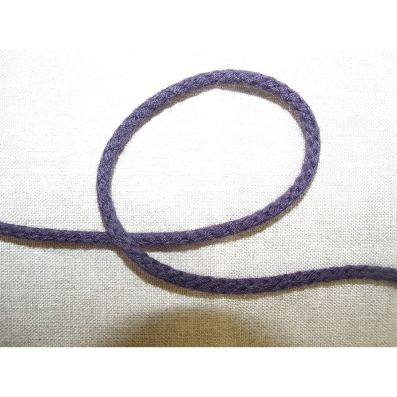 cordon polyester & coton- 4mm- violet