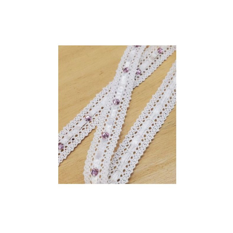 Ruban Brodé Entrelacé Satin avec Strass 20 mm