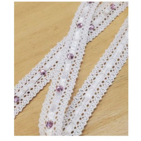 Ruban Brodé Entrelacé Satin avec Strass 20 mm