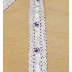Ruban Brodé Entrelacé Satin avec Strass 20 mm