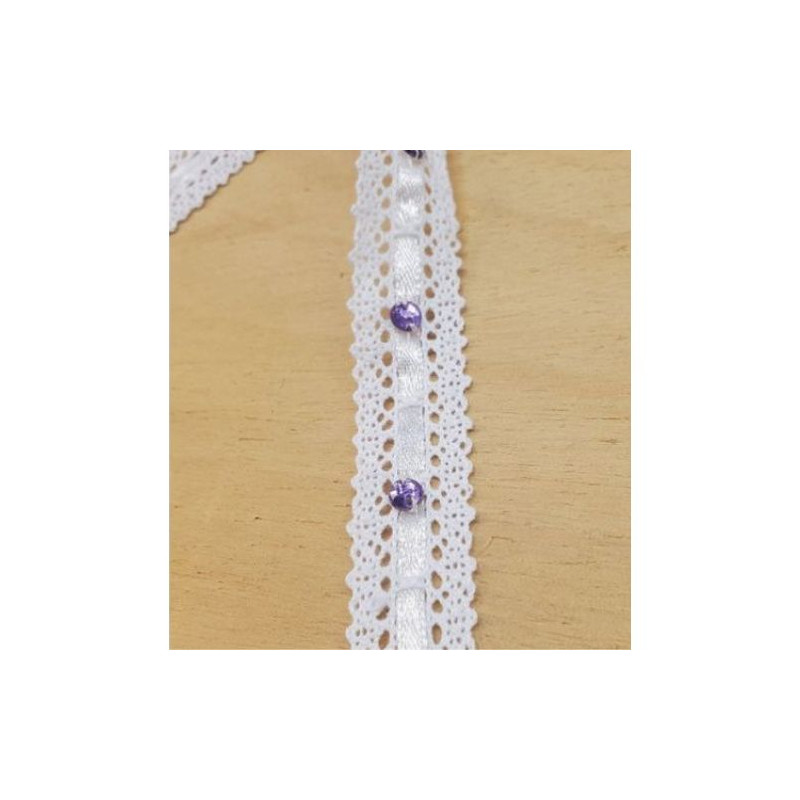Ruban Brodé Entrelacé Satin avec Strass 20 mm