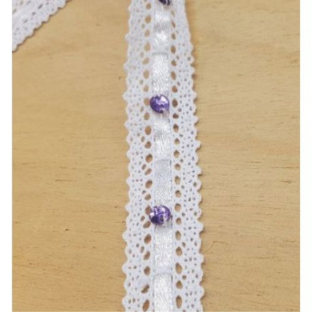 Ruban Brodé Entrelacé Satin avec Strass 20 mm