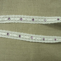 Ruban Brodé Entrelacé Satin avec Strass 20 mm