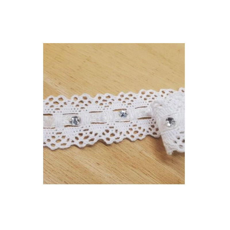 Ruban Brodé Entrelacé Satin avec Strass 20 mm