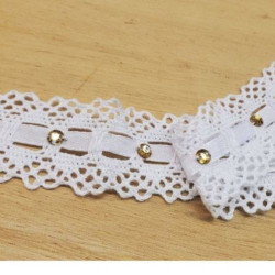Ruban Brodé Entrelacé Satin avec Strass 20 mm