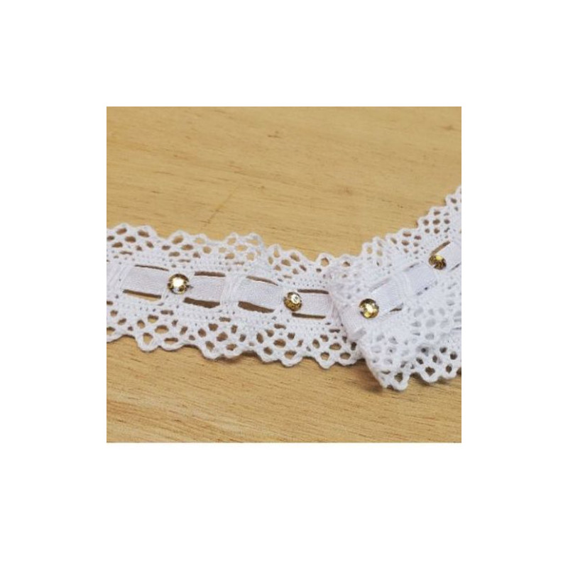 Ruban Brodé Entrelacé Satin avec Strass 20 mm