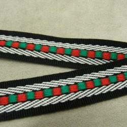 ruban polyester style sangle noir rouge et vert 20 mm