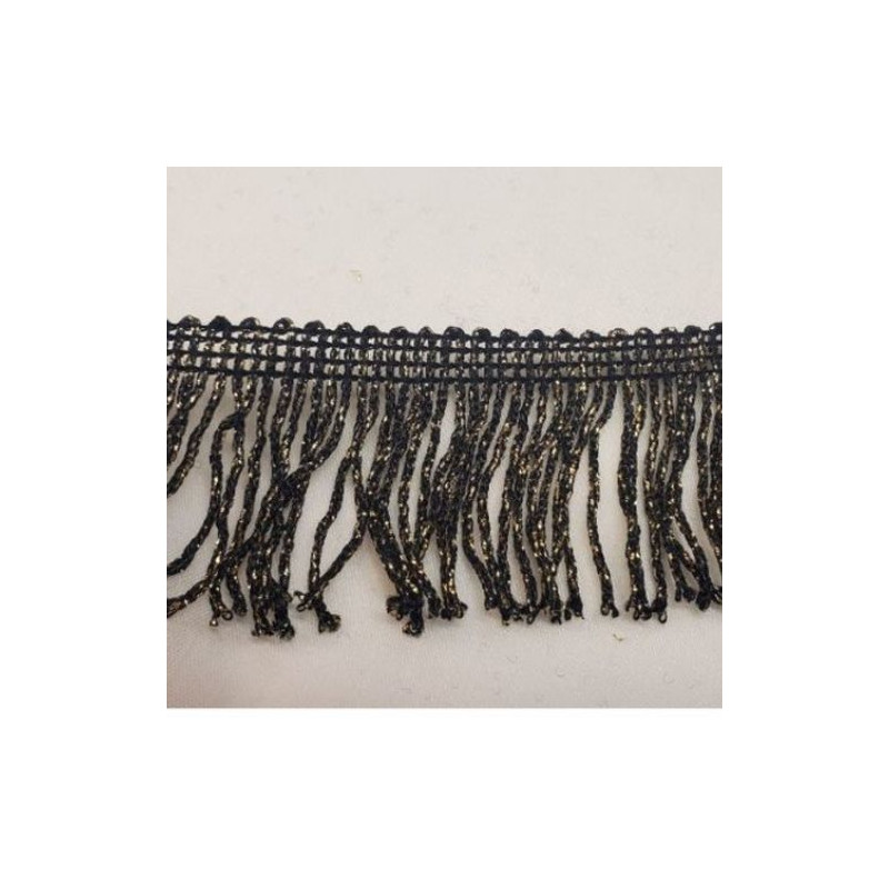 Ruban Frange Noir avec Lurex Or  45 mm