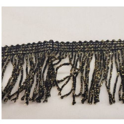 Ruban Frange Noir avec Lurex Or  45 mm