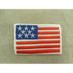 écusson drapeau américain- à coudre- blanc -rouge- bleu - motif étoile argent