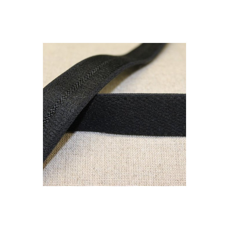 ruban elastique élasthanne face velours noir 20 mm