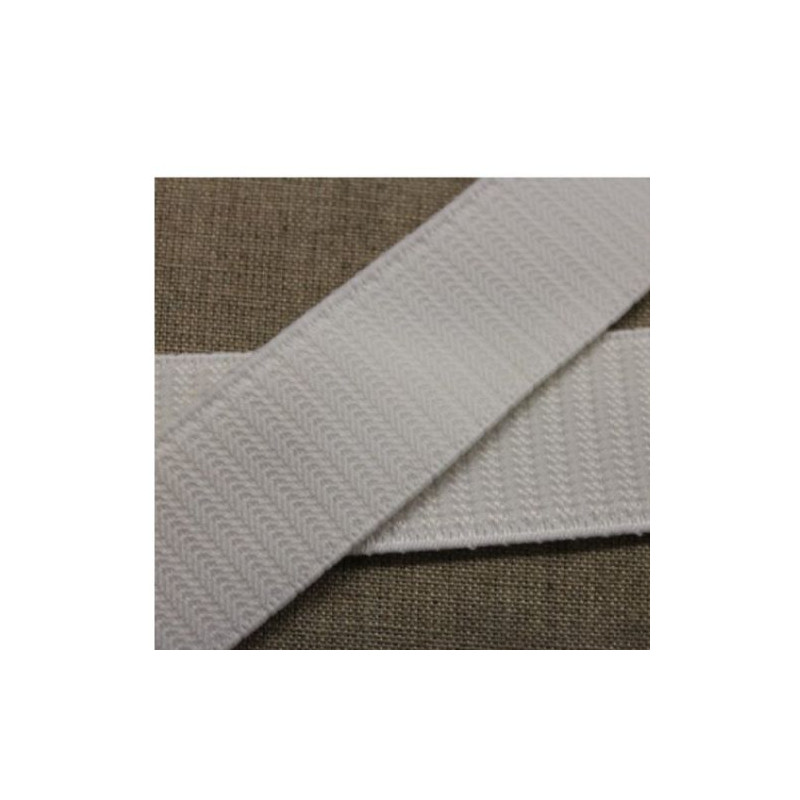 Ruban elastique élasthanne  gros grain blanc 30 mm